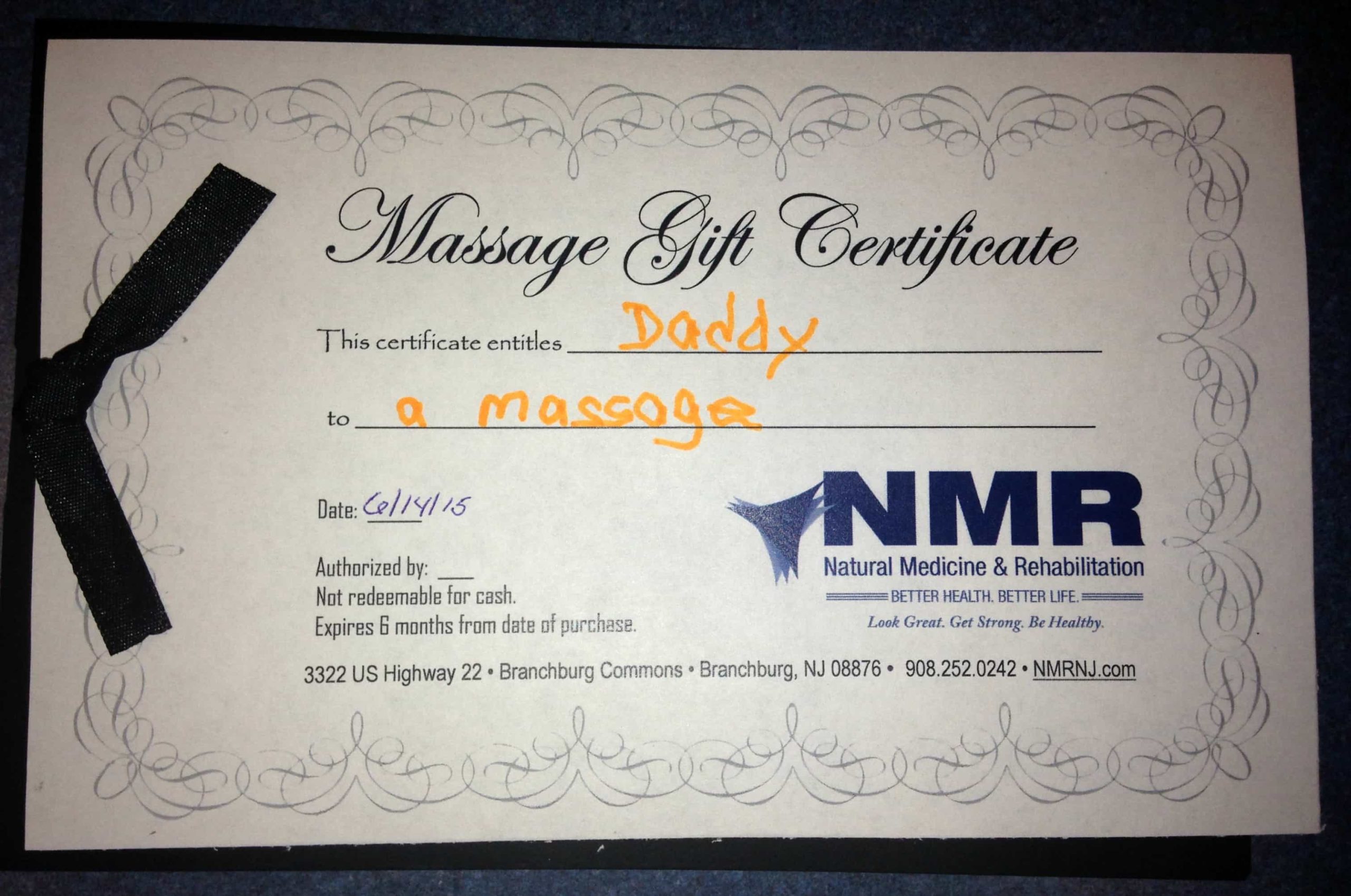 Massage Gift Certificates for Father's Day