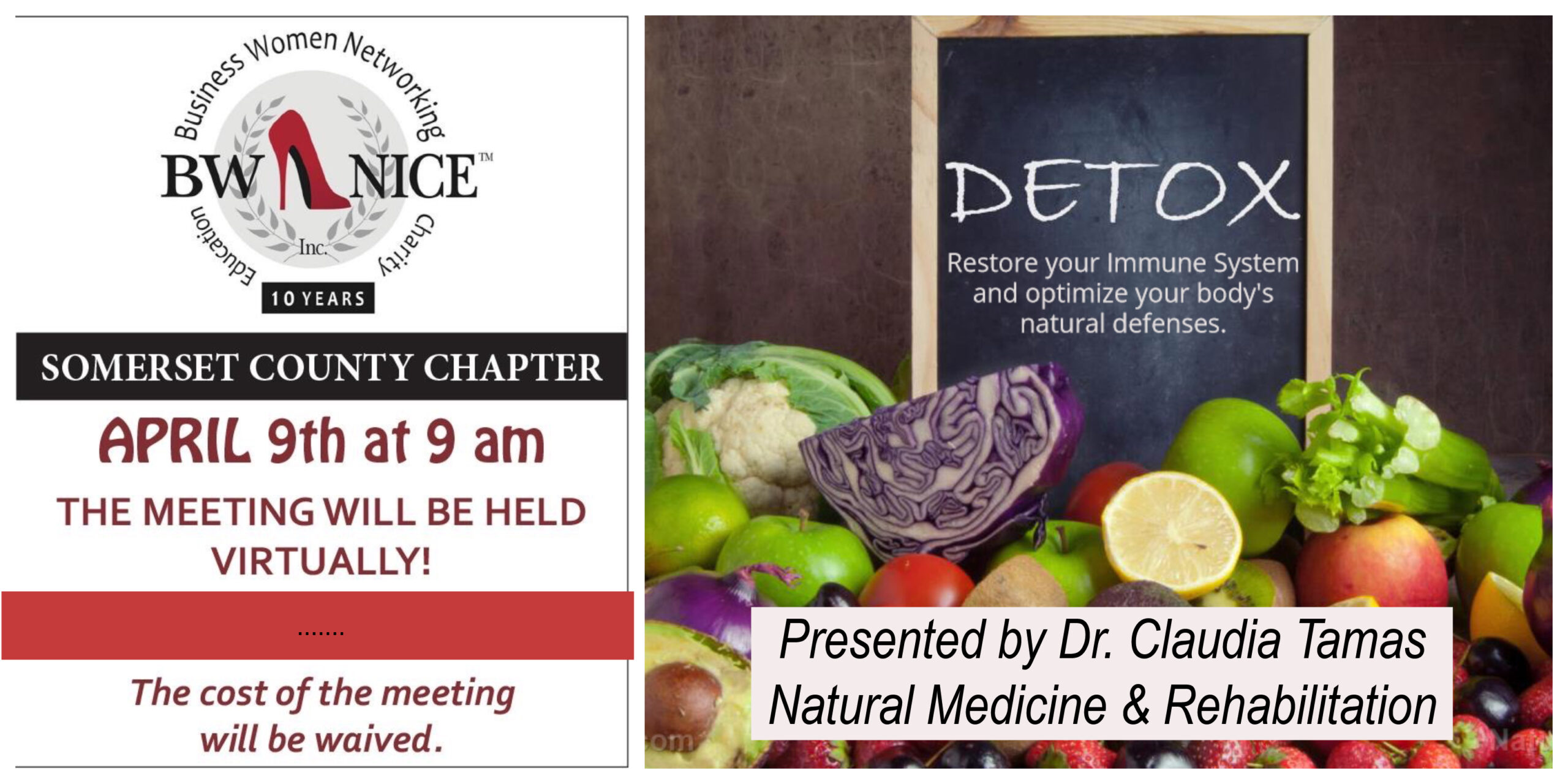 BWNICE Somerset - Virtual Meeting: Detox to Build your Immune System 4/9/2020
